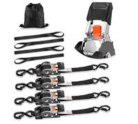 VEVOR Sangle à Cliquet Rétractable 2,5 cm x 3 m Sangle d'Arrimage Lot de 4 Sangles Chargement pour Déménagement Remorque Moto Kayak Voiture, avec Crochet S 4 Boucles Souples Résistance Rupture 544 kg