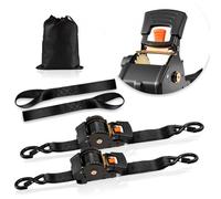 VEVOR Sangle à Cliquet Rétractable 5 cm x 3 m Sangle d'Arrimage Lot de 2 Sangles Chargement pour Déménagement Remorque Moto Kayak Voiture, avec Crochet S 2 Boucles Souples Résistance à Rupture 1375 kg