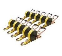 VEVOR Sangle à Cliquet 5 cm x 9 m Sangle d'Arrimage Lot de 10 Sangles de Chargement Fixation pour Déménagement Remorques Motos Kayaks Toit Voiture, avec Crochet Double J Résistance à Rupture 4536 kg