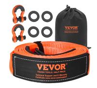 VEVOR Sangle de Remorquage Récupération Cinétique, 76,2 mm x 6,1 m, Résistance à la Rupture 16329 kg, avec Manchons de Protection, Sac de Rangement, Manilles à Anneau D 19 mm, pour Camions, SUV, VTT