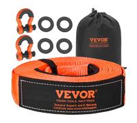 VEVOR Sangle de Remorquage Récupération Cinétique, 76,2 mm x 9,1 m, Résistance à la Rupture 16329 kg, avec Manchons de Protection, Sac de Rangement, Manilles à Anneau D 19 mm, pour Camions, SUV, VTT