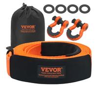 VEVOR Sangle de remorquage robuste, 76,2 mm x 6.1 m, corde de treuil pour sauve-arbre, 16329 kg, boucle triple renforcée, manchons de protection, sac de rangement, manilles à anneau D, camion Jeep SUV