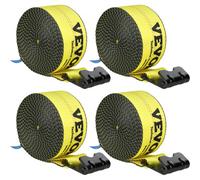 VEVOR Sangle de Treuil 10,2 cm x 9,1 m Lot de 4 Capacité de Charge 2,7 T Résistance Rupture 8,2 T Sangles de Camion avec Crochet Plat, Contrôle de Chargement pour Remorques, Fermes, Sauvetages, Jaune