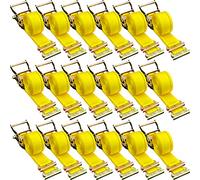 VEVOR Sangles à Cliquet, Lot de 18, Sangles d'Arrimage E-Track, 4,57 m x 5 cm, Sangle de Serrage Polyester, Mécanisme à Cliquet Lisse, pour Motos, Barres de Toit de Voiture, Camion, Remorque Cargaison