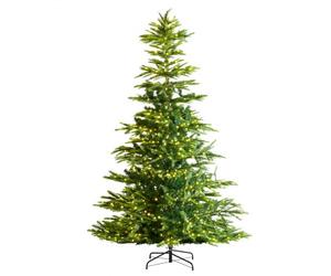 VEVOR Sapin de Noël Artificiel, 2,25 m, Arbre de Noël Pré-éclairé avec 700 Lumières LED Blanc Chaud, 1319 Pointes de Branches, Base Métal pour Décoration d'Intérieur de Fêtes de Noël, Bureau, Maison