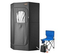 VEVOR Sauna à Vapeur Portable amélioré pour la Maison, Tente de Spa Complet pour 1 Personne avec cuiseur Vapeur, 1 Chaise Pliable, télécommande et boîte à huiles essentielles, boîte de Sauna en Acier