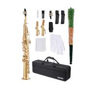 Saxophone Droit Soprano Si Bémol-VEVOR-Kit Saxophone Débutants Laiton Résistant-avec Étui de Transport-Bec