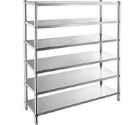 VEVOR Scaffale Robusto 5 Piani in Acciaio Inox 121,9 x 47 x 182,9cm, Scaffale per Carichi Pesanti da 5 Ripiani in Acciaio Inox di capacit? 750kg Totale, Scaffale 5 Piani per Cucina Garage Officina