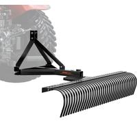 VEVOR Scarificateur à tirer 183 cm Scarificateur à tirer avec 36 dents Scarificateur de gazon râteau à 3 points avec embouts pour tracteur Râteau paysager pour jardin ferme herbe