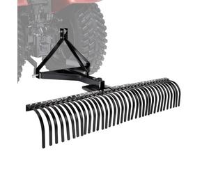 VEVOR Scarificateur Tracté 183 cm Râteau Scarificateur à Remorquer pour Tracteurs Attelage 3 Points Catégorie 1, Jardin, Ferme, Entretien de Pelouse, Enlever Herbe Morte Gazon, avec 36 Dents en Acier
