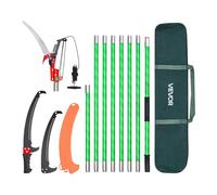 VEVOR Scie à Élaguer Extensible, 2,15-8,09 m, Scie sur Perche Manuelle, Lame Acier Tranchante, avec Ciseaux, 8 Perches Fibre de Verre, Outil Élagage pour Tailler Branches Hautes, Palmiers, Arbustes