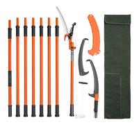 VEVOR Scie à Élaguer Télescopique 2,24-8,24 m Scie à Perche Extensible Lame en Acier Tranchant Scie d'Élagage avec 8 Poteaux Fibre de Verre Ciseaux Coupe Branches Hautes pour Élagage Palmiers Arbustes