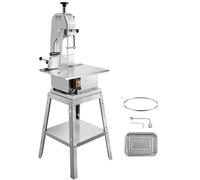 VEVOR Scie à Os de Boucher Électrique 850 W, Scie à Ruban pour Os Commerciale Verticale, Table de Travail 38x48,5 cm, Épaisseur de Coupe Max. 18 cm, pour Viande et Os Congelés Supermarché Restaurant