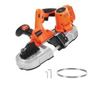 VEVOR Scie à Ruban Portative 20 V, Profondeur de Coupe 6,5 cm, Moteur sans Balais, sans Fil, Compacte, avec Crochet de Suspension, Vitesse Variable de 0-192 m/min, pour Couper Métal Bois (Outil Seul)