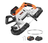 VEVOR Scie à Ruban Portative 20 V, Profondeur de Coupe 12,7 cm, Moteur sans Balais, sans Fil, avec Batterie 4000 mAh, Crochet de Suspension, Vitesse Variable de 0-120 m/min, pour Couper Métal et Bois