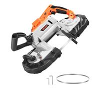 VEVOR Scie à Ruban Portative 20 V, Profondeur de Coupe 12,7 cm, Moteur sans Balais, sans Fil, Compacte, avec Crochet de Suspension, Vitesse Variable de 0-120 m/min, pour Couper Métal Bois (Outil Seul)