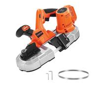 VEVOR Scie à Ruban Portative 20 V, Profondeur de Coupe 6,5 cm, Moteur sans Balais, sans Fil, Compacte, avec Crochet de Suspension, Vitesse Variable de 0-192 m/min, pour Couper Métal Bois (Outil Seul)