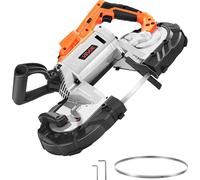 VEVOR Scie à Ruban Portative 20 V, Profondeur de Coupe 12,7 cm, Moteur sans Balais, sans Fil, Compacte, avec Crochet de Suspension, Vitesse Variable de 0-120 m/min, pour Couper Métal Bois (Outil Seul)