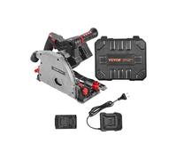 VEVOR Scie Circulaire sans Fil, Lame 139,7 mm, Kit Scie à Rail Plongeante sans Balais, Batteries 4 Ah 20 V, Étui Rigide, Profondeur de Coupe 52 mm à 90° et 38 mm à 45°, pour Bois, Plastique, sans Rail