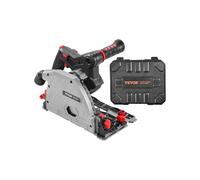 VEVOR Scie Circulaire sans Fil, Lame 139,7 mm, Kit Scie à Rail Plongeante sans Balais, Étui Rigide, Profondeur de Coupe 52 mm à 90° et 38 mm à 45°, pour Bois, Plastique, Métal, sans Batteries et Rail