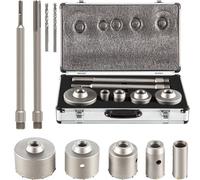 VEVOR Scie Cloche 5PCS Coffret de Scie Trépan 30mm 40mm 65mm 80mm 100mm Trépan Béton en Acier Foret Béton Carbone 2 Mèches 2 Bielles Sds Plus Sds Max