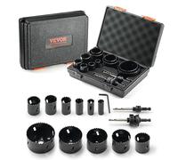 VEVOR Scie Cloche Bi-métal Coffret de Scie Trépan avec 11PCS Lames de Scie 19-76 mm Profondeur de Coupe 38 mm 2 Mèches 1 Clé Hexagonale Accessoires pour Perceuse Visseuse Percer Bois Tôle Plâtre PVC