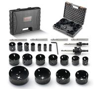 VEVOR Scie Cloche Bi-métal Coffret de Scie Trépan avec 18PCS Lames de Scie 19-114 mm Profondeur de Coupe 38 mm 6 Mèches 1 Clé Hexagonale Accessoires pour Perceuse Visseuse Percer Bois Tôle Plâtre PVC