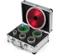 VEVOR Scie Cloche Diamantée, avec des diamètres de 22/35/40/50/65 mm, Qualité Première Foret Diamant Cylindrique, Boitier portable léger, pour les carreaux/le marbre/les autres pierres