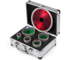 VEVOR Scie Cloche Diamantée, avec des diamètres de 22/35/40/50/65 mm, Qualité Première Foret Diamant Cylindrique, Boitier portable léger, pour les carreaux/le marbre/les autres pierres