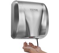 VEVOR Seche Main Électrique 1300 W Sèche-mains Automatique Commercial Robuste Acier Inoxydable Haute Vitesse Filtre HEPA 2 Choix d'Alimentation pour Toilettes Entreprises Industrielles 325x295x180 mm