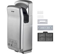 VEVOR Sèche-mains à jet, sèche-mains à lame électrique commercial de qualité supérieure, sèche-mains à air ABS avec filtration HEPA, montage mural 2KW 220V, infrarouge automatique (argent)