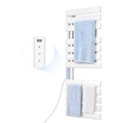 VEVOR Sèche Serviettes Électrique Mural 12 Barres, en Alliage d'Aluminium, Porte-Serviettes Chauffant Écran Tactile, Minuterie 1-24 h, Température Réglable 0-55 °C, Protection contre Surchauffe, IPX4