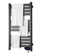 VEVOR Sèche-Serviettes Électrique Mural 12 Barres, Minuterie Intégrée 1-8 h, Porte-Serviettes Chauffant en Alliage d'Aluminium avec Écran Tactile, Protection contre Surchauffe, Étanche IPX4, Noir