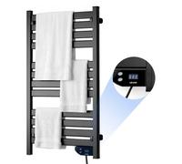 VEVOR Sèche-Serviettes Électrique Mural 12 Barres, Minuterie Intégrée 1-8 h, Porte-Serviettes Chauffant en Alliage d'Aluminium avec Écran Tactile, Protection contre Surchauffe, Étanche IPX4, Noir
