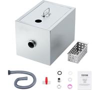 VEVOR Séparateur de graisse commercial, séparateur de graisse de 8 lbs, séparateur d'arrivée en haut, séparateur de graisse en acier inoxydable sous l'évier, 2,78 GPM séparateur d'huile et d'eau d'égo