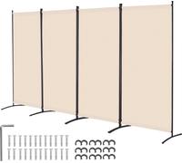 VEVOR Séparation de pièce 4 panneaux Paravent 3464 x 1840 x 520 mm, pare-vue pliable & séparateur portable pour séparer les pièces, beige autoportant