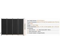 VEVOR Séparation de pièce, panneau simple Beige, cadre robuste en acier au carbone, quatre panneaux-Noir