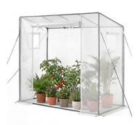 VEVOR Serre de Jardin à Toit Incliné Serre à Tomate pour Plantes et Fleurs en Pot, Extérieur, Terrasse, avec Bâche en PE, Porte Zippée Enroulable, 2 Fenêtres, Cadre en Acier Renforcé, 195x77x168 cm