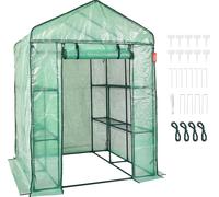 VEVOR Serre en film plastique 141x141x200cm Serre à tomates capacité de charge de 15kg Serre de jardin abri précoce PE-matériau acier tubulaire Serre à tomates légumes avec 4 étagères Maison de plante