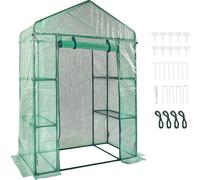 VEVOR Serre en film plastique 141x74,5x205cm Serre à tomates capacité de charge 15kg Serre de jardin abri précoce PE-matériau acier tubulaire Serre à tomates légumes avec 4 étagères Maison de plantes