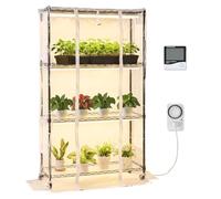 VEVOR Serre Intérieur avec Lampe de Croissance, Support Plantes 4 Niveaux, 150 cm, 180 W, avec Housse Transparente, Minuterie, Hygromètre, Lampes Spectre Complet, Étagère Plantes pour Pots de Fleurs