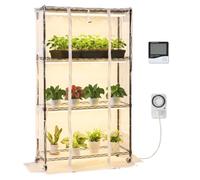 VEVOR Serre Intérieur avec Lampe de Croissance, Support Plantes 4 Niveaux, 150 cm, 180 W, avec Housse Transparente, Minuterie, Hygromètre, Lampes Spectre Complet, Étagère Plantes pour Pots de Fleurs