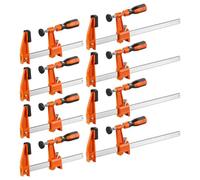 VEVOR Serre-joints à Barre 8 PCS Pince en F 15,24cm et 30,48cm Force 272 kg, Système Autobloquant, Patins Plastiques, Poignée Ergonomique, Acier au Carbone et Fonte Malléable, Travaux du Bois et Métal