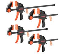 VEVOR Serre-Joints à Libération Rapide Ouverture de la Mâchoire 2PCs 30,48 cm 2PCs 15,24 cm, Pince Écarteur à Une Main Capacité Max. 70 kg, Pince en F en Plastique et Acier, pour Menuisier Métallurgie