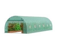 VEVOR Serre tunnel accessible, 29,2 x 9,7 x 6,5 pieds de serre en film plastique, serre pour plantes avec châssis en acier galvanisé, couverture verte en PE, porte zippée enroulable et 12 fenêtres pou