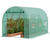 VEVOR Serre tunnel accessible, 3,9 x 1,9 x 1,8 m, serre tunnel en film plastique, serre pour plantes avec châssis en acier galvanisé, couverture verte en PE, porte à fermeture éclair enroulable et 6 f