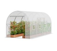 VEVOR Serre tunnel accessible, 4,4 x 1,9 x 1,9 m, serre tunnel en film plastique, serre pour plantes avec châssis en acier galvanisé, couverture PE blanche, porte zippée enroulable et 8 fenêtres pour