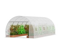 VEVOR Serre tunnel accessible, 6,8 x 2,8 x 2,0 m, serre tunnel en film plastique, serre pour plantes avec châssis en acier galvanisé, couverture en PE blanc, porte à fermeture éclair enroulable et 12