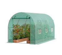 VEVOR Serre Tunnel Jardin, 345x195x192 cm, Tente Abri Plantes avec Cadre en Acier Galvanisé, Couverture en PE Verte, Porte à Glissière Enroulable, 6 Fenêtres, pour Extérieur Cultiver Légumes Fleurs
