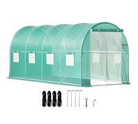 VEVOR Serre Tunnel Jardin 4,6x2,1x2,1 m Tente Abri Plantes Cadre en Acier Galvanisé Couverture Étanche PE 1 Poutre Supérieure 2 Poteaux Diagonaux 1 Porte 8 Fenêtres pour Cultiver Légumes Fleurs Vert